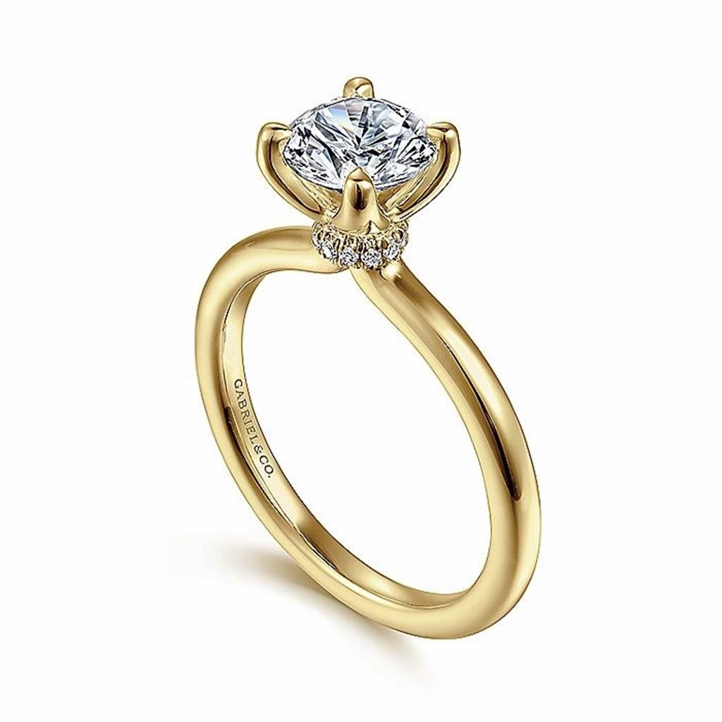 14K Yellow Gold 'Evelynn' Hidden Halo Round Diamond Engagement Ring