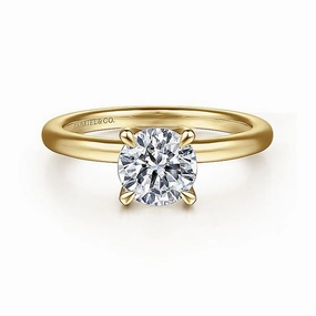 14K Yellow Gold 'Evelynn' Hidden Halo Round Diamond Engagement Ring