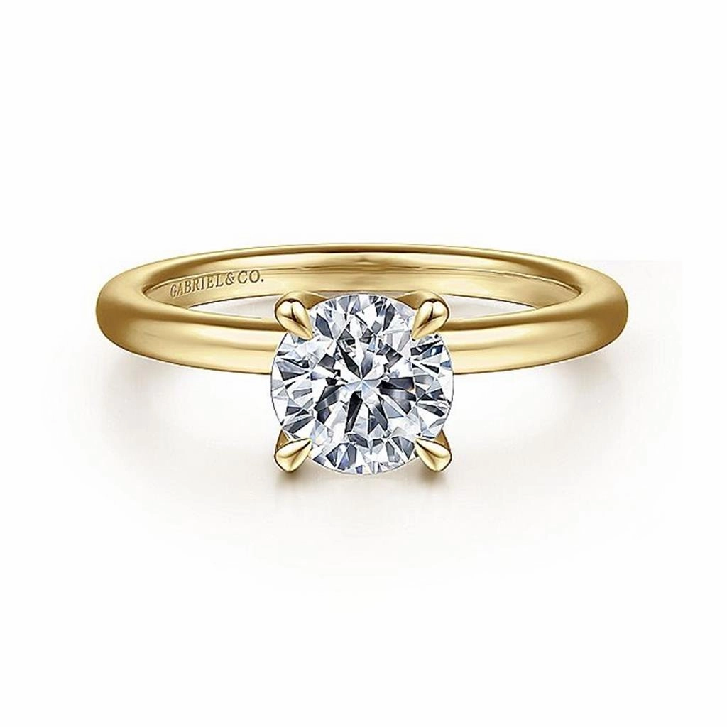 14K Yellow Gold 'Evelynn' Hidden Halo Round Diamond Engagement Ring