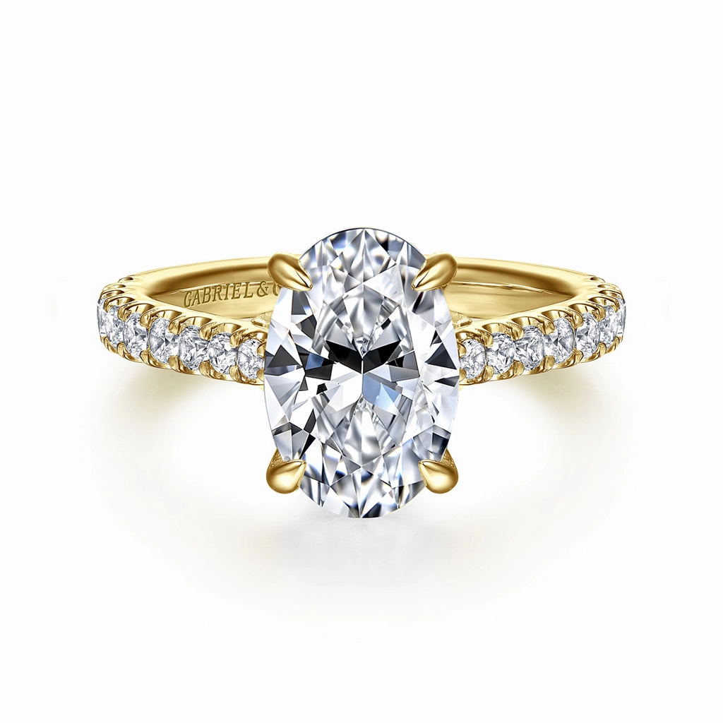 14K Yellow Gold 'Gaia' Classic Oval Natural Diamonds Natural Diamonds Engagement Ring