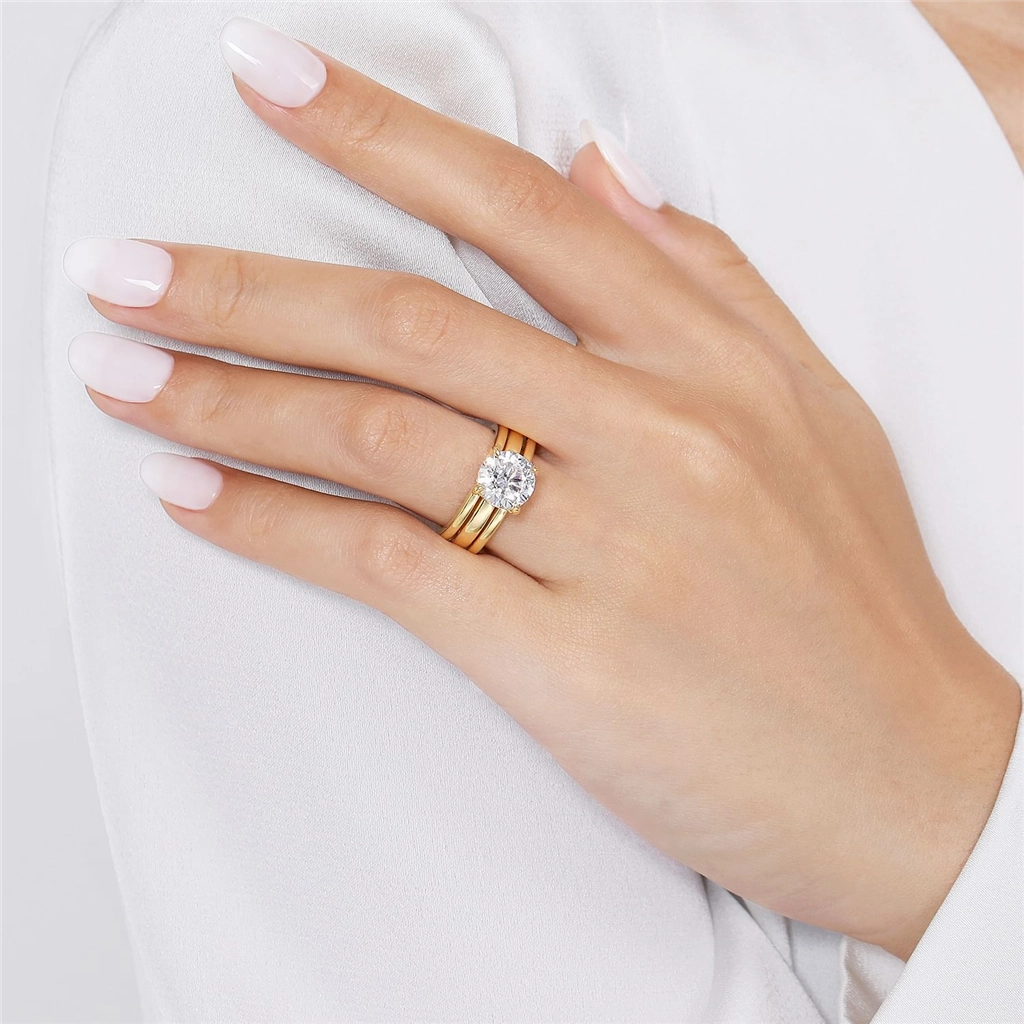 14K Yellow Gold 'Giova' Hidden Halo Round Natural Diamonds Natural Diamonds Engagement Ring