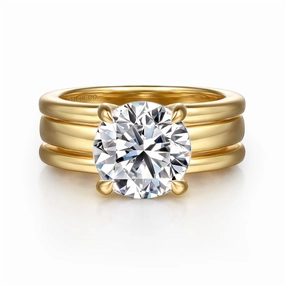 14K Yellow Gold 'Giova' Hidden Halo Round Natural Diamonds Natural Diamonds Engagement Ring