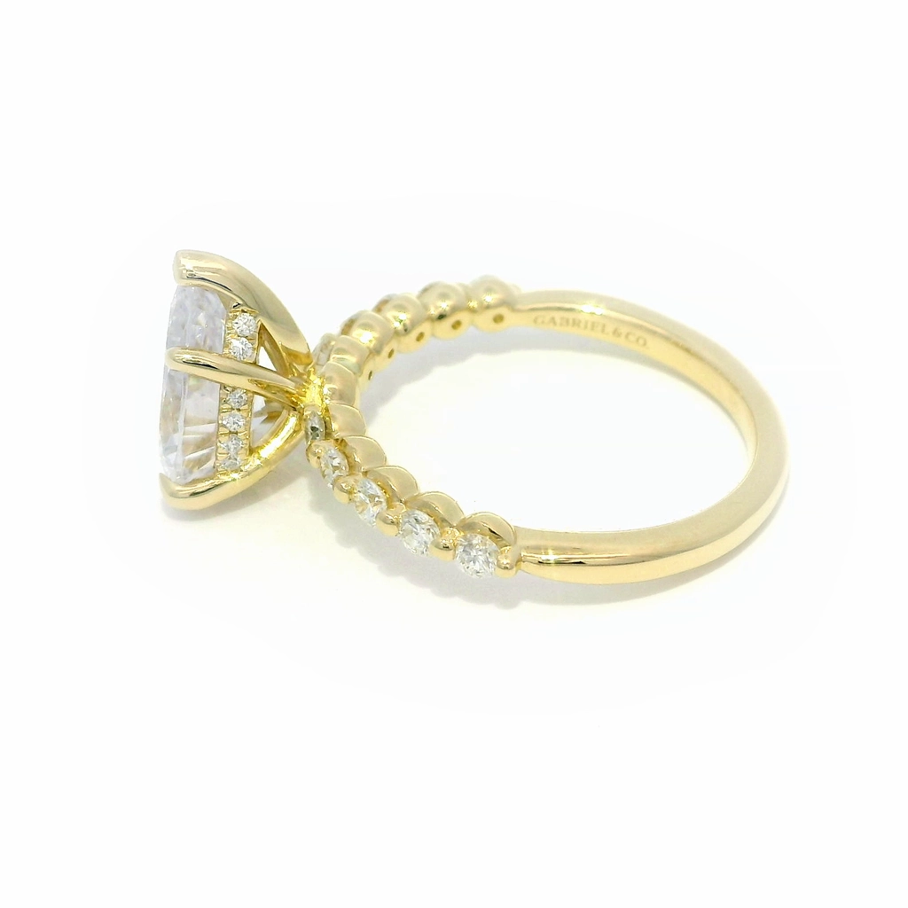 14K Yellow Gold 'Kim' Hidden Halo Pear Diamond Engagement Ring