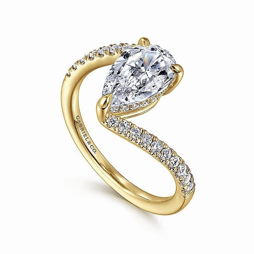 14K Yellow Gold 'Leina' Bypass Pear Diamond Engagement Ring