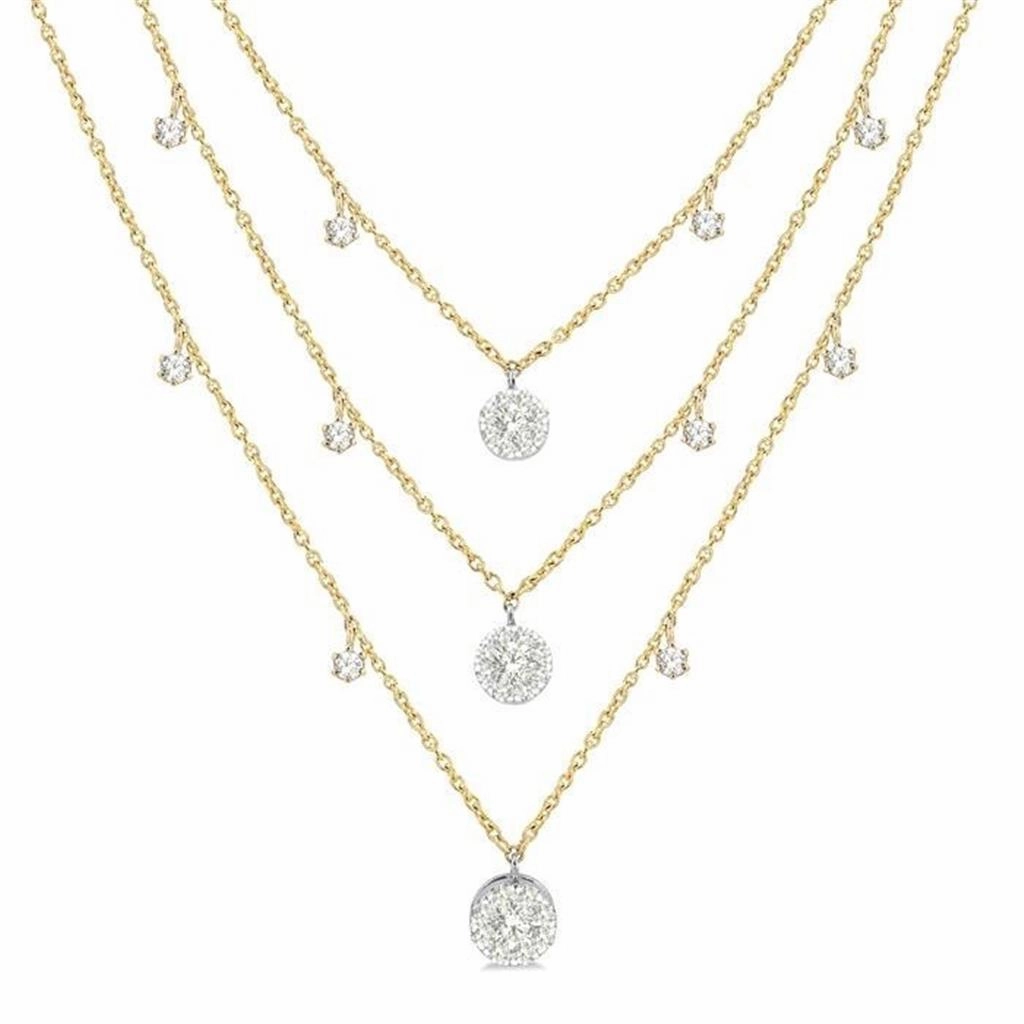 14K Yellow Gold 'Lovebright' Natural Diamonds Layered Necklace