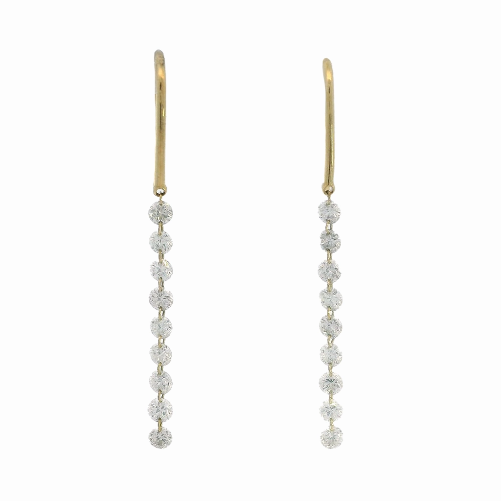 14K Yellow Gold 'Naked Diamonds' Drop Natural Diamonds Earrings