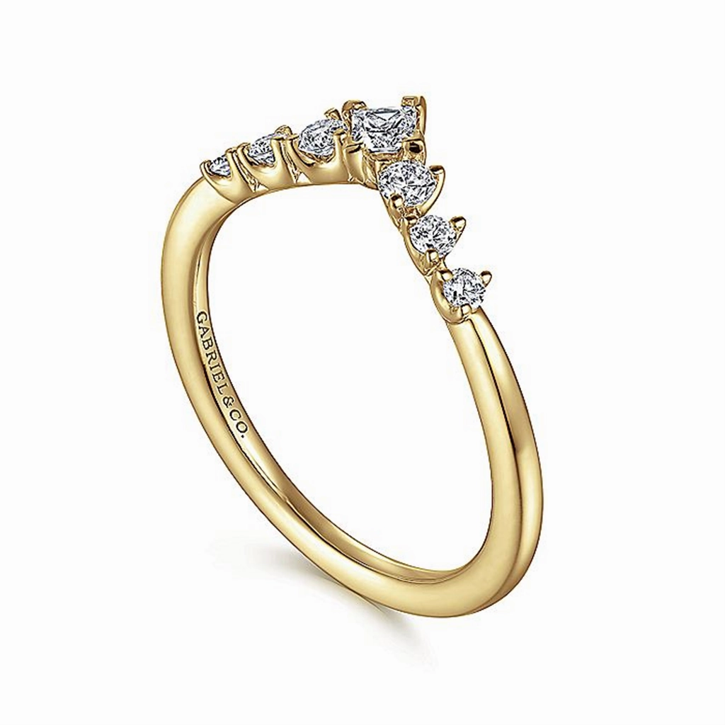 14K Yellow Gold 'Raine' Fancy Curved Anniversary Ring