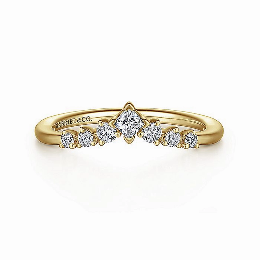 14K Yellow Gold 'Raine' Fancy Curved Anniversary Ring