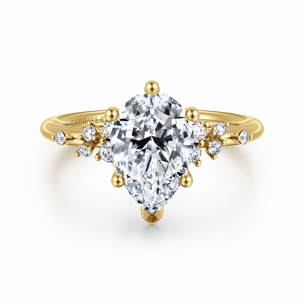 14K Yellow Gold 'Reena' Classic Pear Natural Diamonds Natural Diamonds Engagement Ring