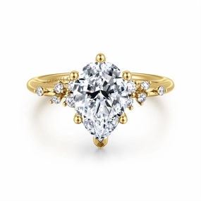 14K Yellow Gold 'Reena' Classic Pear Natural Diamonds Natural Diamonds Engagement Ring