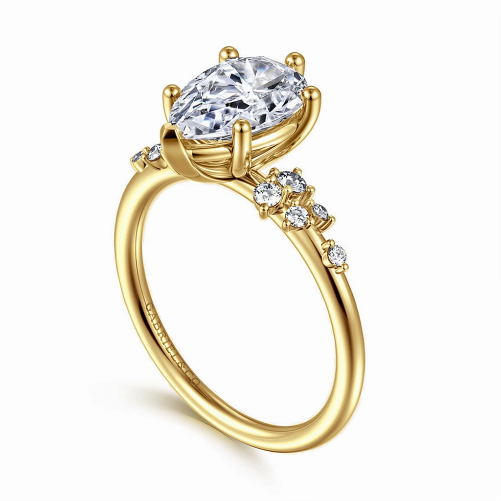 14K Yellow Gold 'Reena' Classic Pear Natural Diamonds Natural Diamonds Engagement Ring