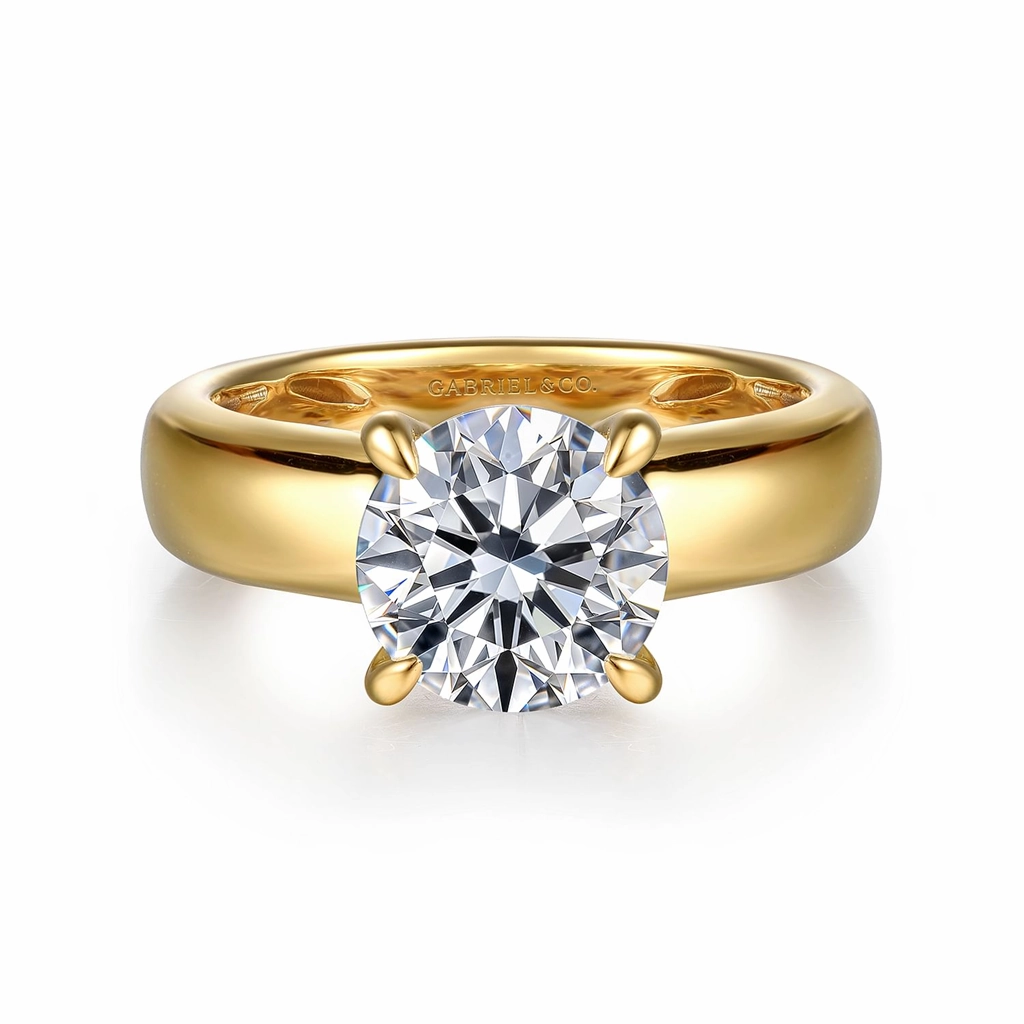 14K Yellow Gold 'Reeve' Hidden Halo Round Natural Diamonds Natural Diamonds Engagement Ring