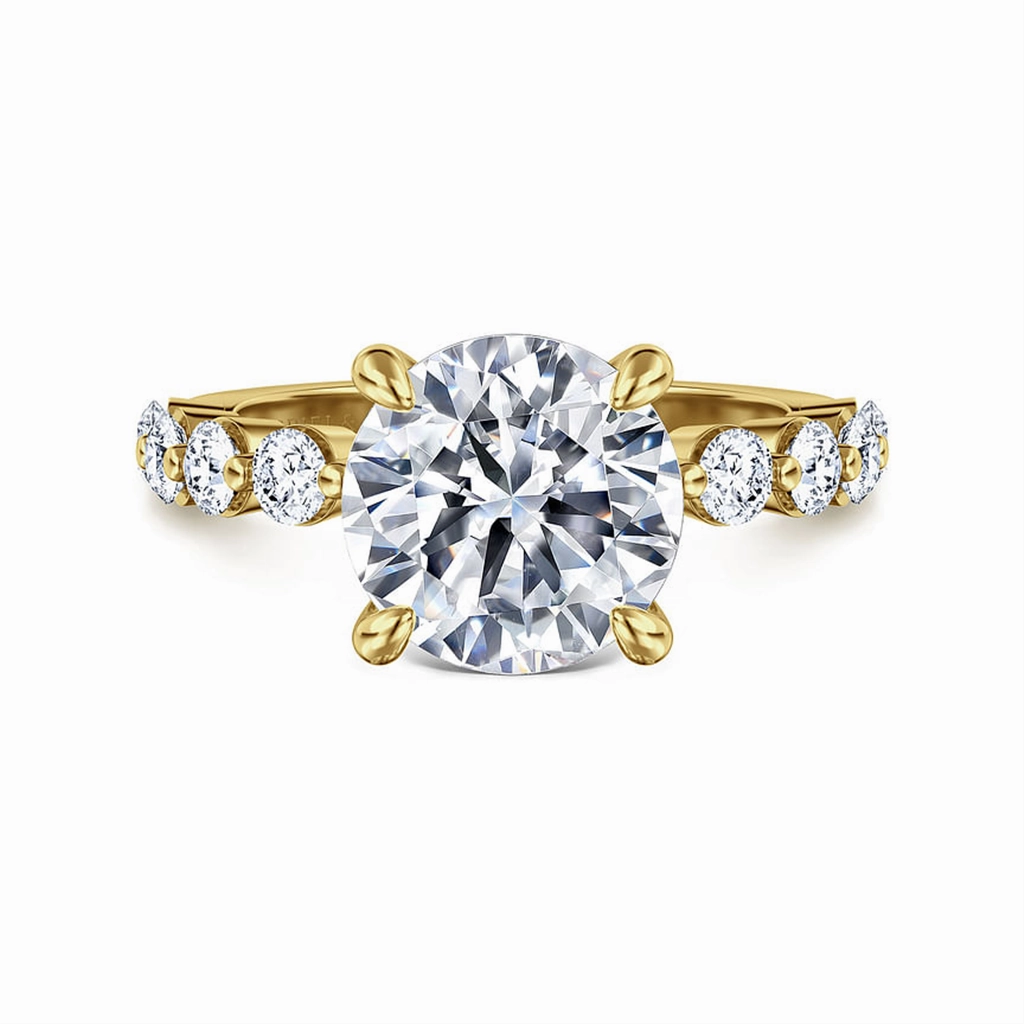 14K Yellow Gold 'Silvey' Classic Round Natural Diamonds Natural Diamonds Engagement Ring