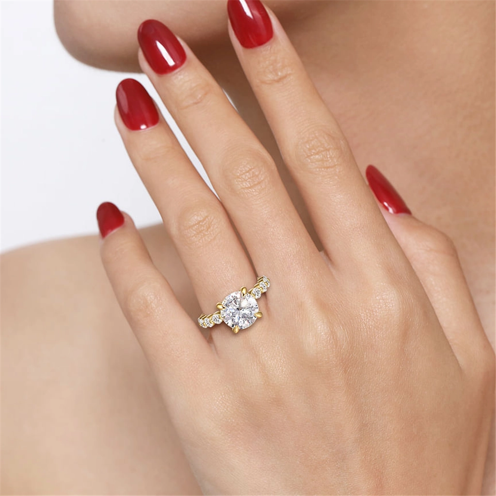 14K Yellow Gold 'Silvey' Classic Round Natural Diamonds Natural Diamonds Engagement Ring