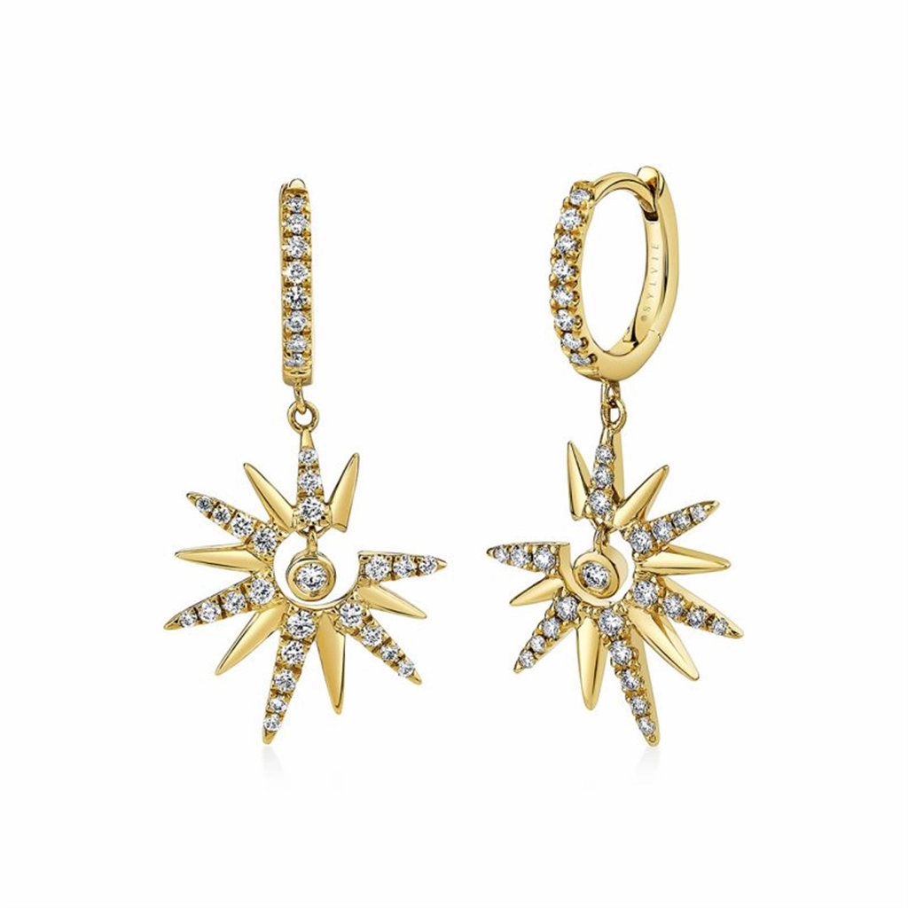 14K Yellow Gold 'Solaz' Diamond Sun Drop Earrings