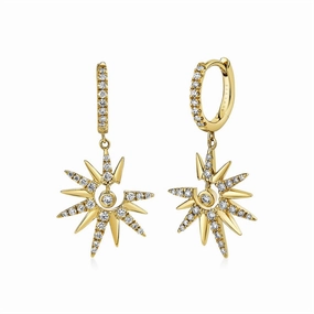 14K Yellow Gold 'Solaz' Diamond Sun Drop Earrings