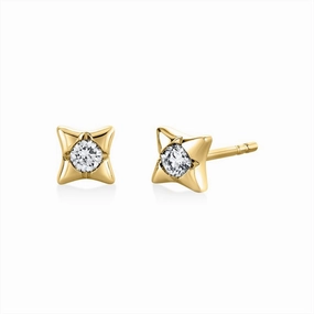 14K Yellow Gold 'Solaz' Diamond Sun Stud Earrings