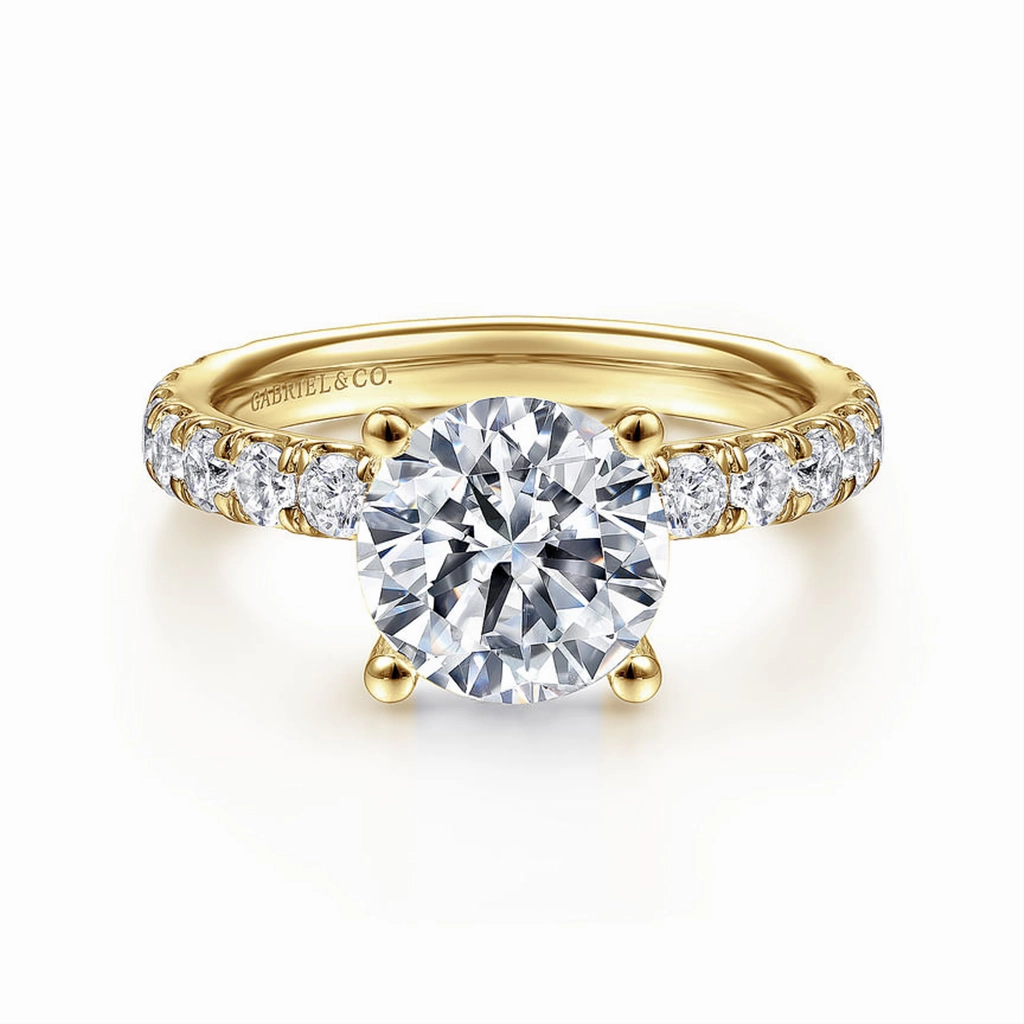 14K Yellow Gold 'Ulani' Classic Round Natural Diamonds Natural Diamonds Engagement Ring