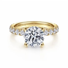 14K Yellow Gold 'Ulani' Classic Round Natural Diamonds Natural Diamonds Engagement Ring