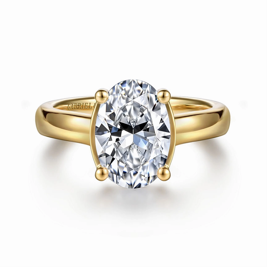 14K Yellow Gold 'Villa' Classic Oval Natural Diamonds Natural Diamonds Engagement Ring
