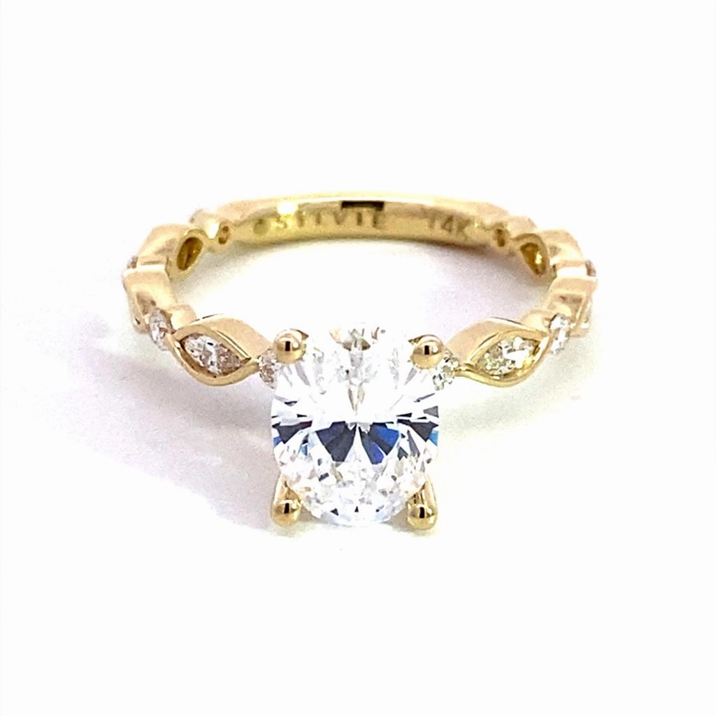 14K Yellow Gold 'Xyris' Classic Oval Diamond Engagement Ring