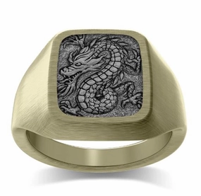 14K Yellow Gold And Tantalum 'The Legend' Chinese Dragon Signet Ring