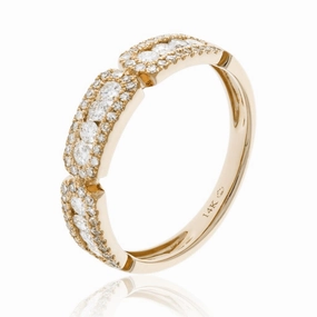 14K Yellow Gold Art Deco Inspired Diamond Band
