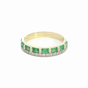 14K Yellow Gold Baguette Emeralds Band Ring