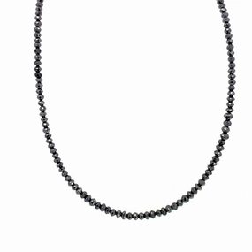 14K Yellow Gold Beaded Black Diamond Necklace