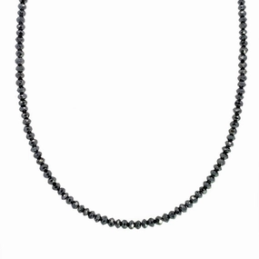 14K Yellow Gold Beaded Black Diamond Necklace