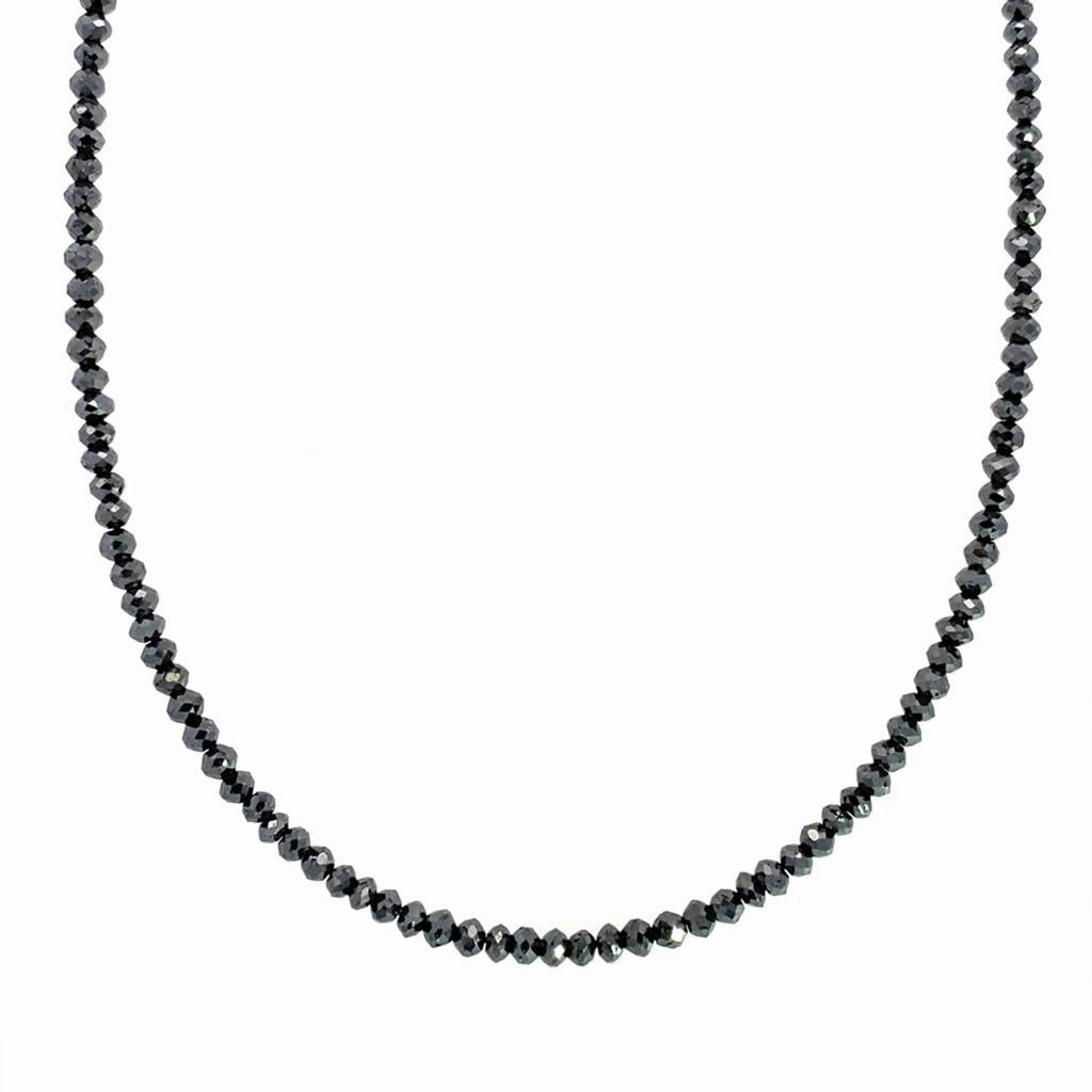 14K Yellow Gold Beaded Black Diamond Necklace