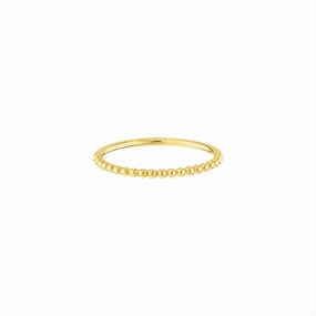 14K Yellow Gold Beaded Single Row Ring