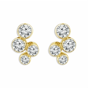 14K Yellow Gold Bubbles Drop Lab Grown Diamonds Drop Earrings