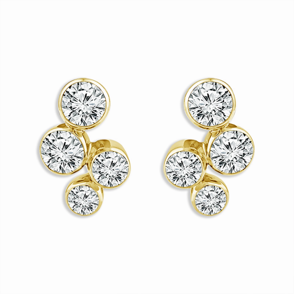 14K Yellow Gold Bubbles Drop Lab Grown Diamonds Drop Earrings
