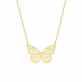 14K Yellow Gold Butterfly Cutout Necklace