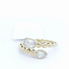 14K Yellow Gold Bypass Natural Diamonds Ring