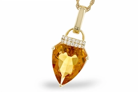 14K Yellow Gold Citrine Contemporary Pendant