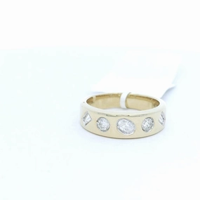 14K Yellow Gold Contemporary Natural Diamonds Ring