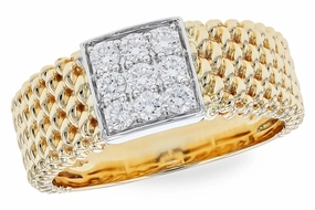 14K Yellow Gold Contemporary Natural Diamonds Ring