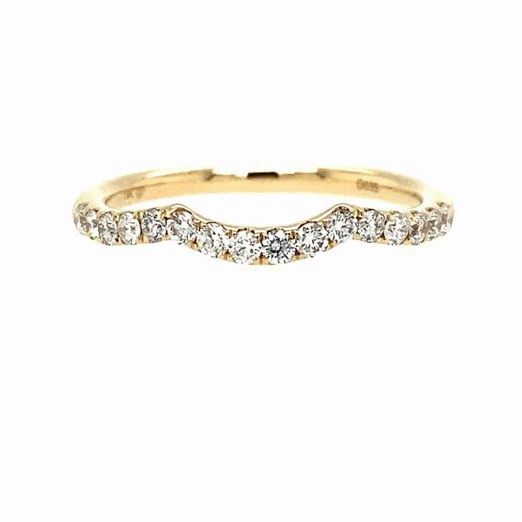 14K Yellow Gold Curved Natural Diamonds Band