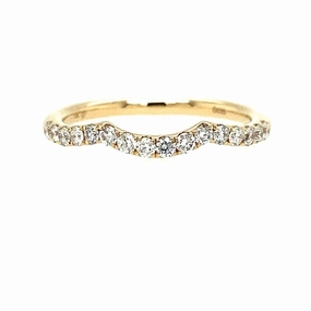 14K Yellow Gold Curved Natural Diamonds Band