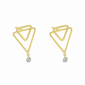 14K Yellow Gold Dangle Natural Diamonds Earrings