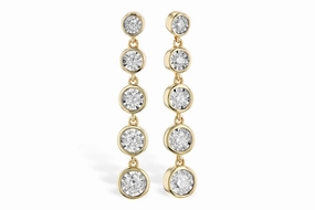 14K Yellow Gold Dangle Natural Diamonds Earrings
