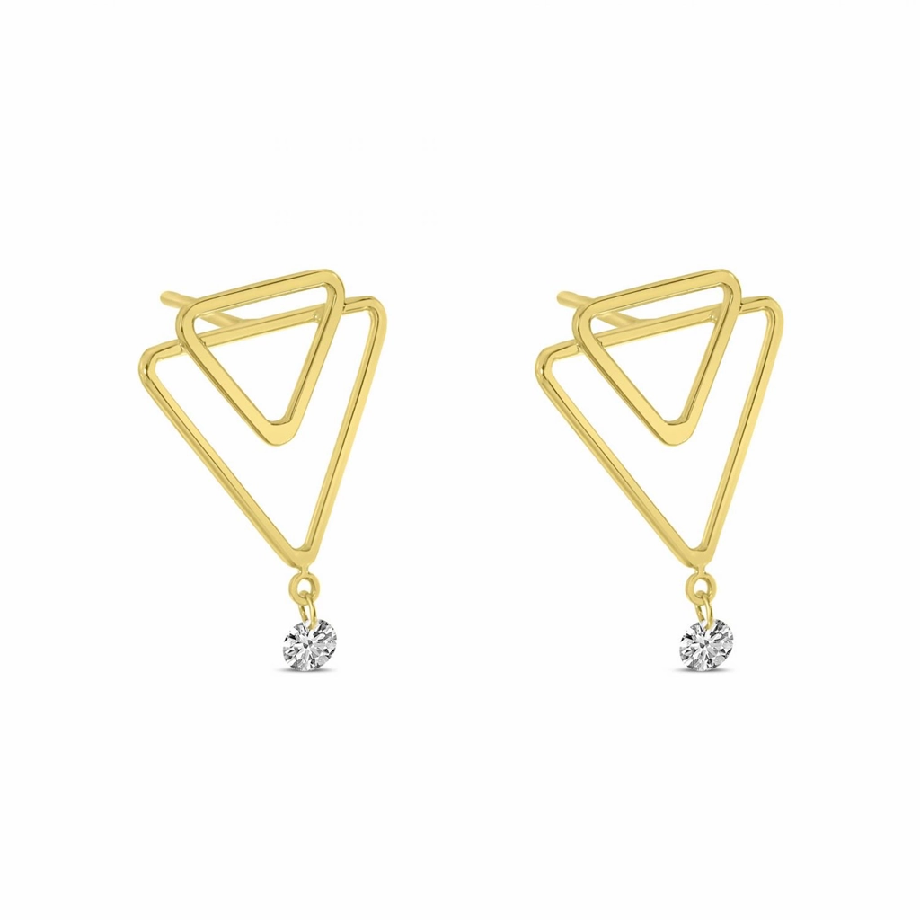 14K Yellow Gold Dangle Natural Diamonds Earrings