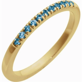 14K Yellow Gold December Birthstone Round London Blue Topaz Band Ring
