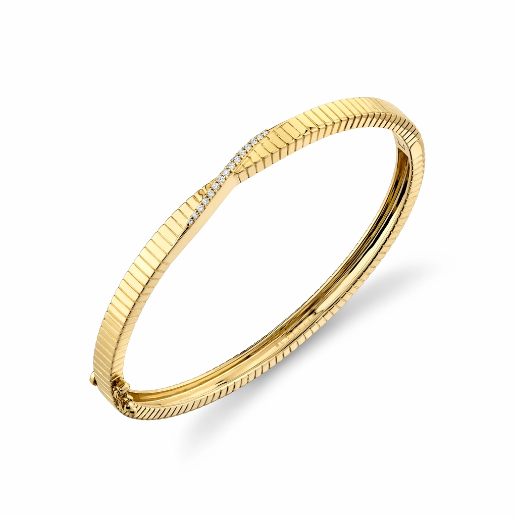 14K Yellow Gold Diamond Bangle Bracelet