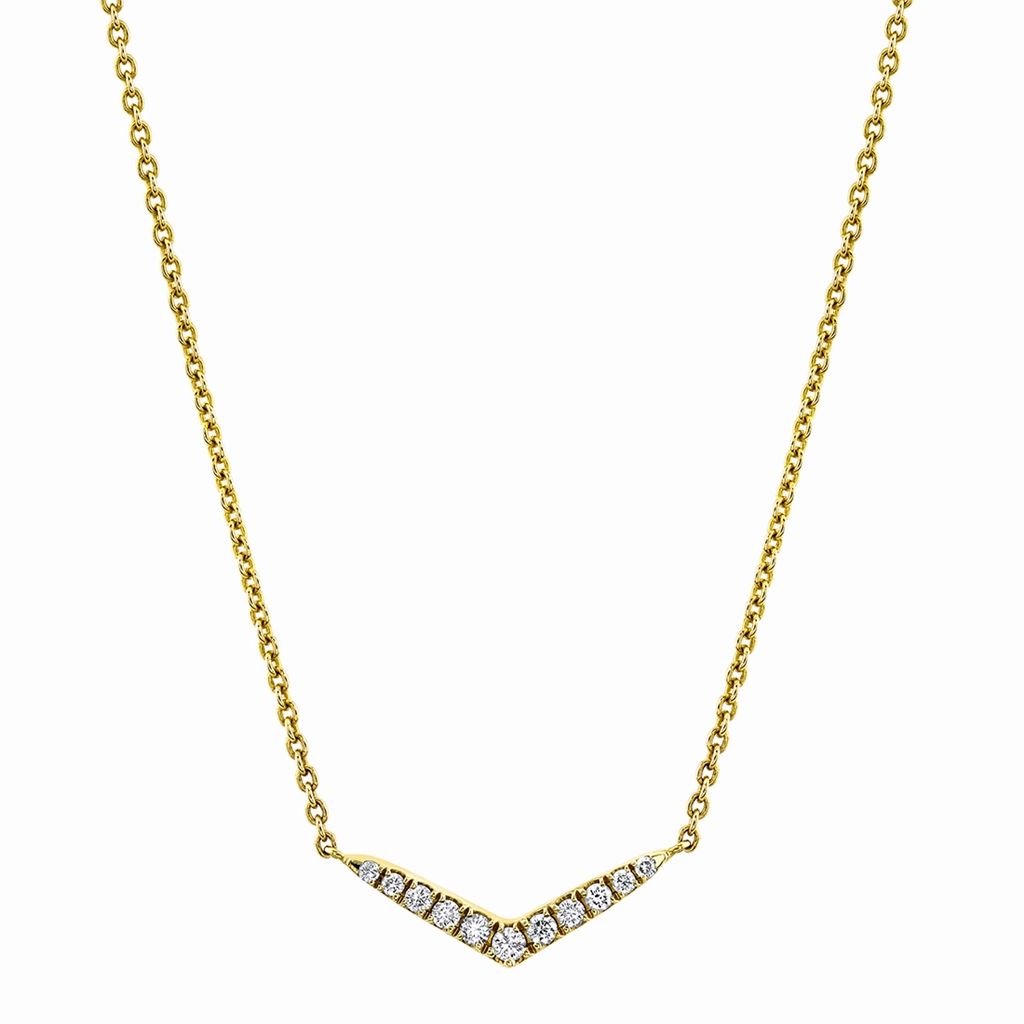 14K Yellow Gold Diamond Bar Necklace