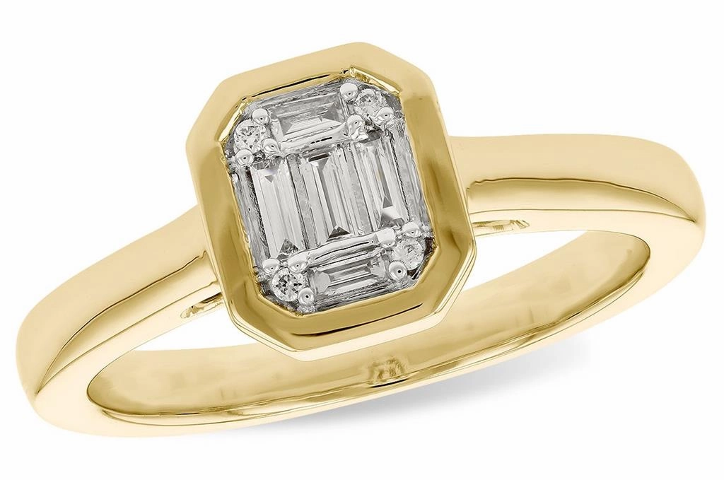 14K Yellow Gold Diamond Bezel Set Cluster Ring