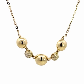14K Yellow Gold Diamond Bubble Bar Necklace