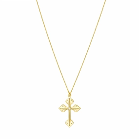 14K Yellow Gold Diamond Cross Necklace